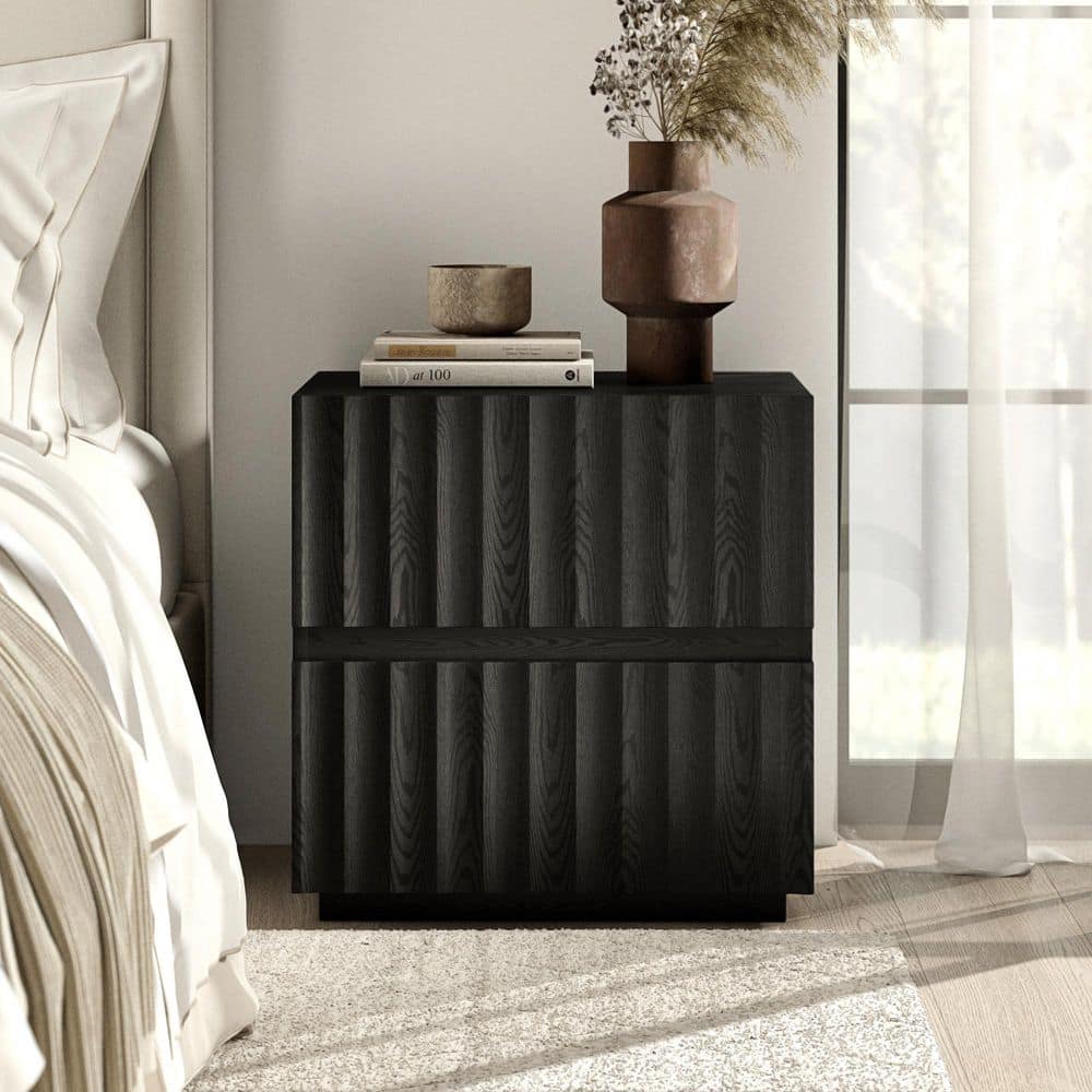Meyer&Cross Jaylen Black Grain 2 Drawer 15.5 in. W Nightstand