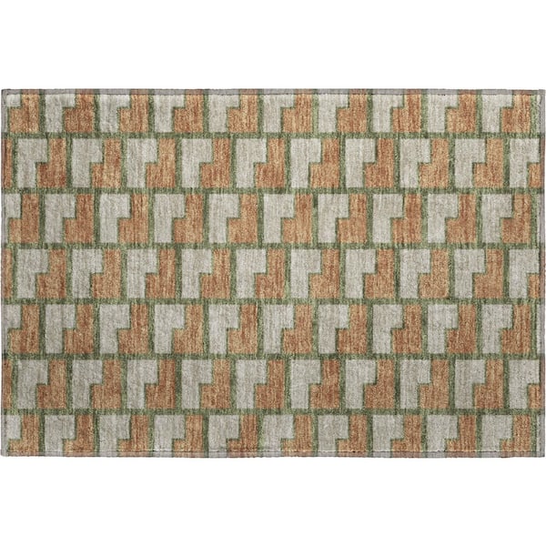 Mayfield Premium Machine Washable Abstract AMF2416 Copper 2 ft. x 3 ft. Accent Rug