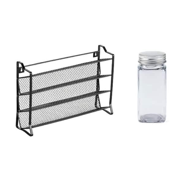 4-Shelf Spice Rack Organizer for Cabinet, Spice Organizer with 28 	Silver Empty Jars, Seasoning Organizer for Countertop