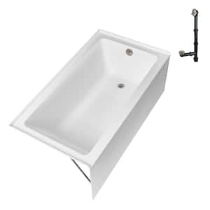 GA-304-10-BNK 60 in. x 30 in. Acrylic Soaking Alcove Bathtub in Glossy White with Right-Hand Drain in Brushed Nickel