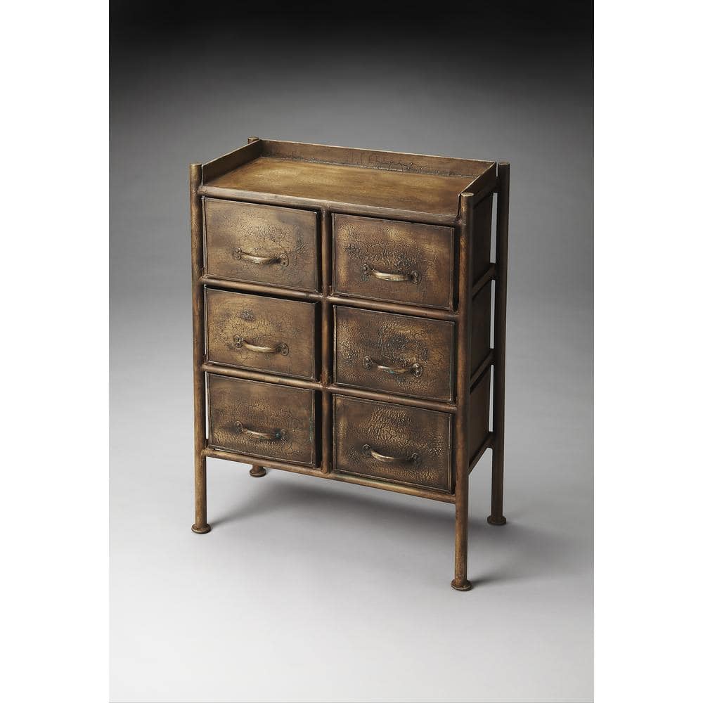 Bronze Industrial Iron 6-Drawer Chest with Soft Close