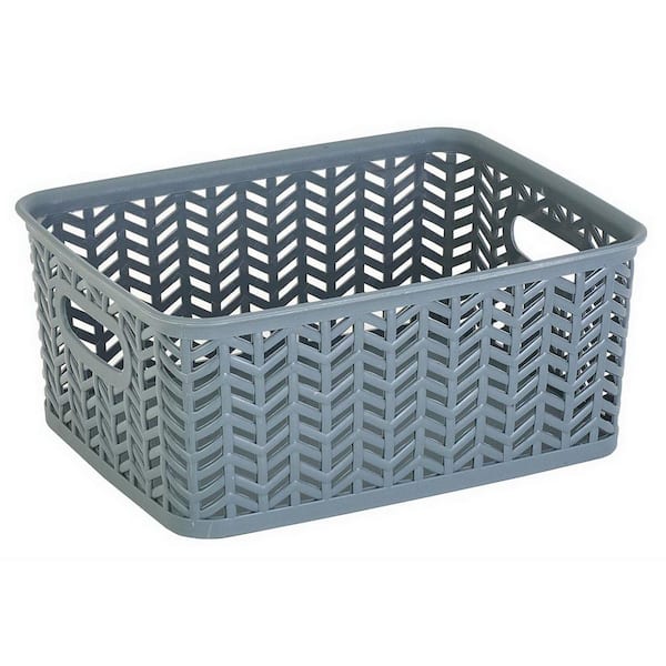 Simplify 10 Pack Plastic Organizing Storage Basket Set, Grey 