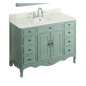 Fayetteville 46.5 in. W x 21 in. D x 35 in. H Bath Vanity in Distressed Light Blue with White Marble Top