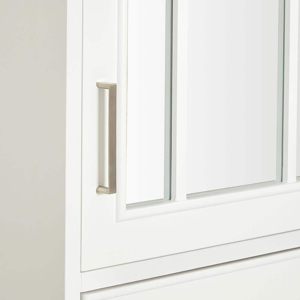 White Double Sink Vanity Set with Quartz Countertop and Mirrors