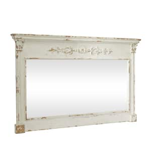 36 in. x 59 in. Carved Rectangle Framed Cream Floral Wall Mirror with Distressing