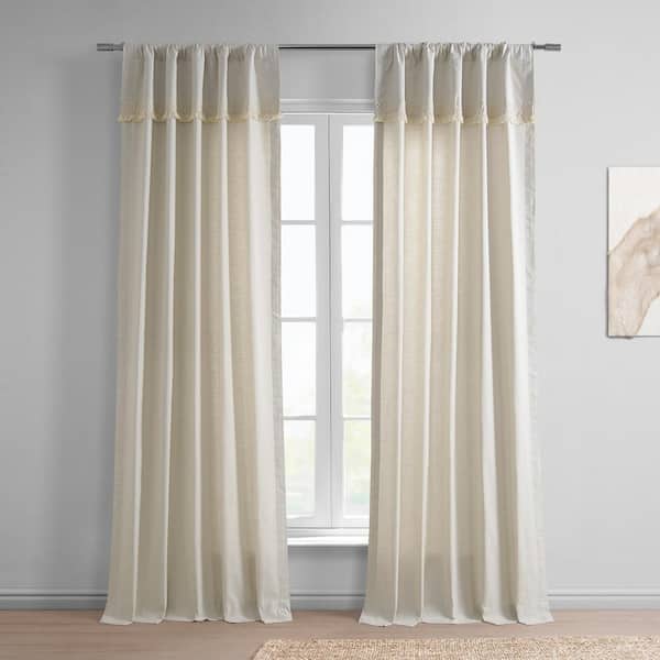 Exclusive Fabrics & Furnishings Sayville Beige Modern Hampton Textured Cotton 50 in. W x 108 in. L Rod Pocket Light Filtering Curtain (Single Panel)
