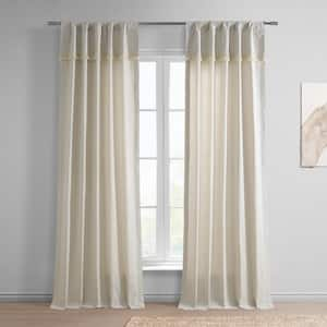 Sayville Beige Modern Hampton Textured Cotton 50 in. W x 96 in. L Rod Pocket Light Filtering Curtain (Single Panel)