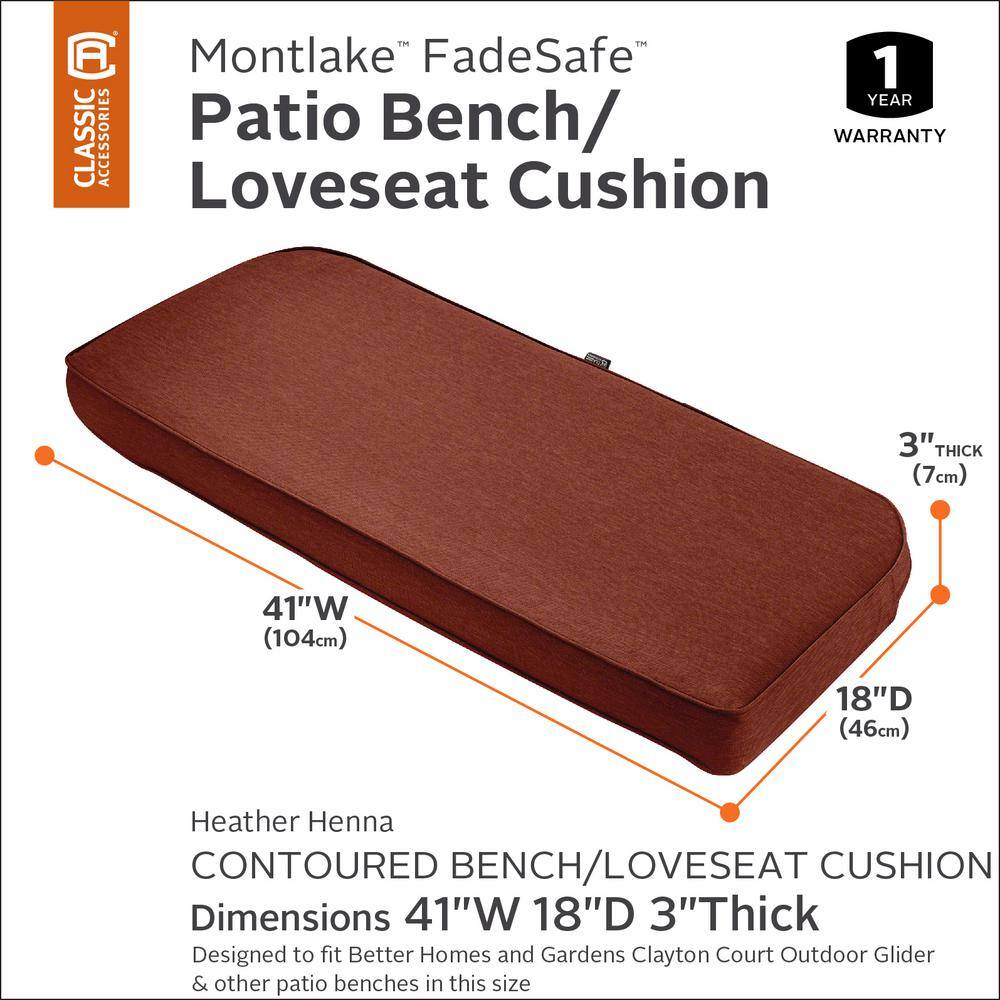 Heather Henna Red FadeSafe 41" Patio Bench Cushion