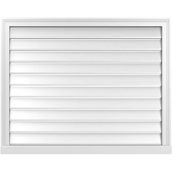 Ekena Millwork 40 in. x 32 in. Vertical Surface Mount PVC Gable Vent: Functional with Brickmould Sill Frame