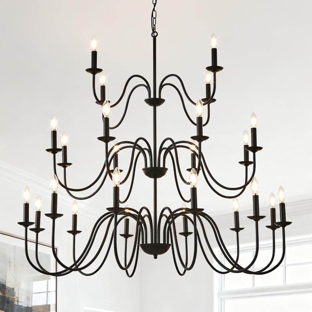 40w 24-Light Black Farmhouse Chandeliers Adjustable Height for High Ceiling Living Dining Room Foyer(Bulbs Not Included) price history on PriceWatchPro
