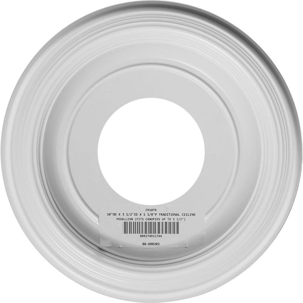 10-Inch White Traditional Thermoformed PVC Ceiling Medallion