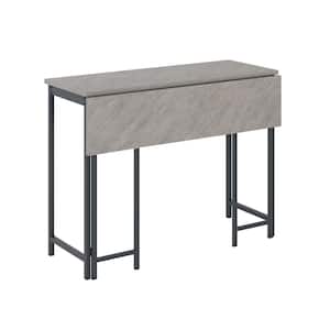 North Avenue 47.441 in. Rectangle Faux Concrete Composite Drop Leaf Table with Metal Frames (Seats 4)