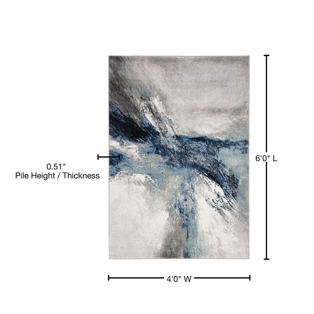 Celestial Charm Abstract Gray 4' x 6' Synthetic Area Rug