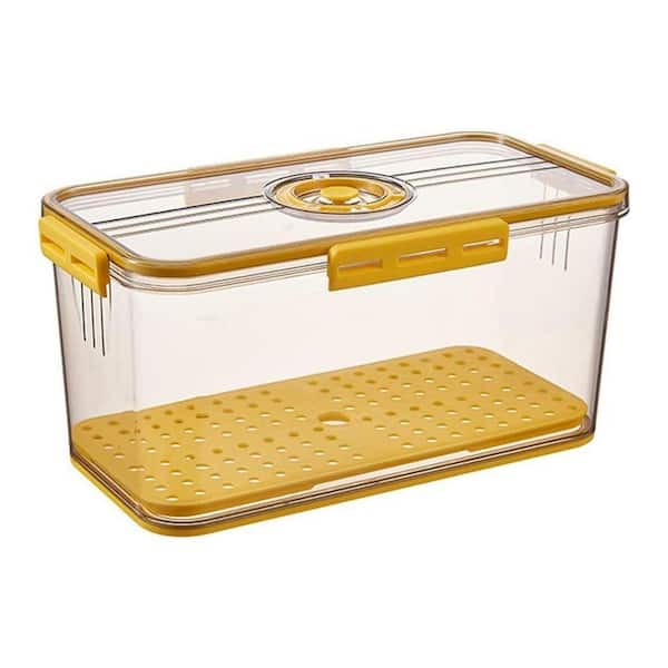 1 Piece Airtight Bread Storage Container with Time Recording Dial, Large Yellow Kitchen Bread Box Set