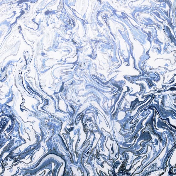 Osgood Navy Marbled Wallpaper Sample