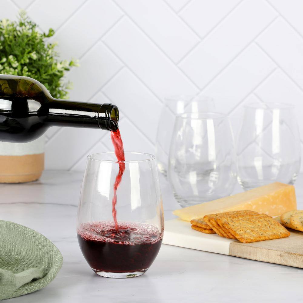 Classic Clear Glass 19oz Stemless Wine Glass Set, 4-Piece