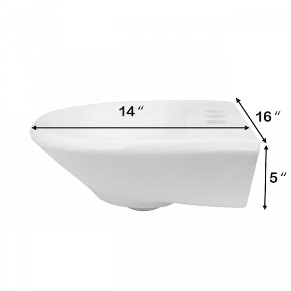 Ondine White Pedestal Bathroom Sink Combo with Overflow Hole