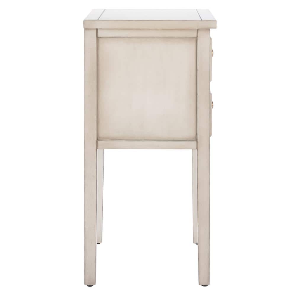 White Lacquered Ash and Elm 2-Drawer Accent Table