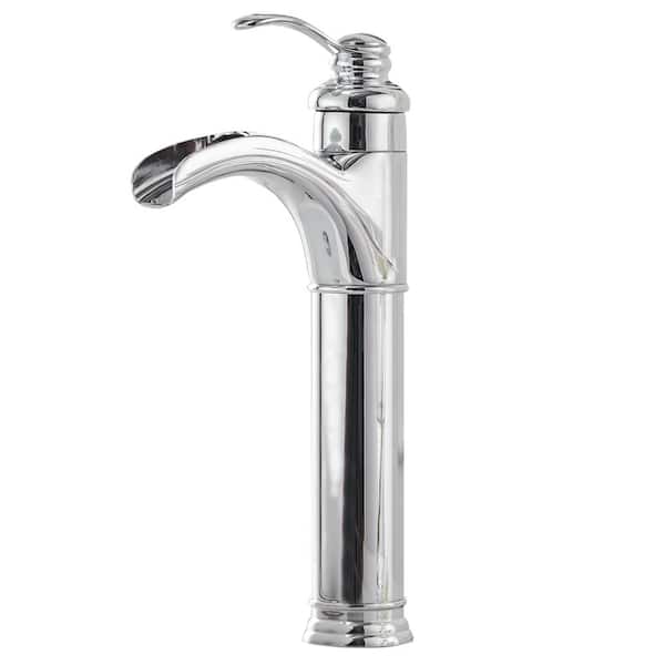 BWE Waterfall Single Hole Single-Handle Vessel Bathroom Faucet With Pop-up Drain Assembly in Polished Chrome