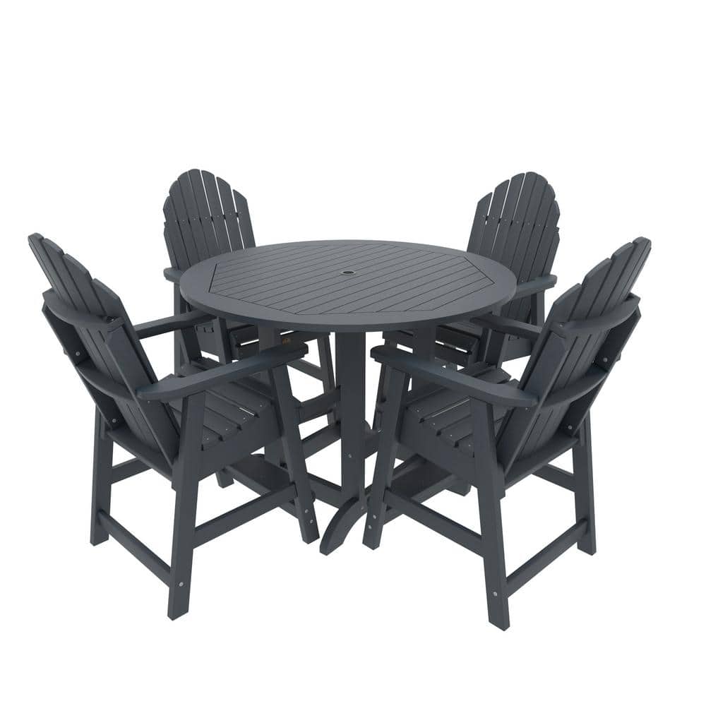 View of Highwood Muskoka 5-Pieces Round Recycled Plastic Federal Blue Outdoor ...