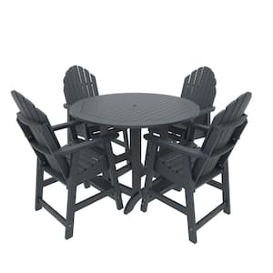 Muskoka 5-Pieces Round Recycled Plastic Federal Blue Outdoor Counter Bistro Dining Set