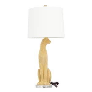 29 in. Gold Polystone Leopard Task and Reading Table Lamp (Set of 2)