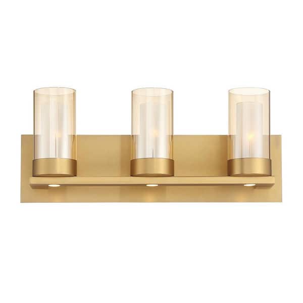 Home Decorators Collection Samantha 19.5 in. 3-Light Brass LED Bathroom Vanity Light