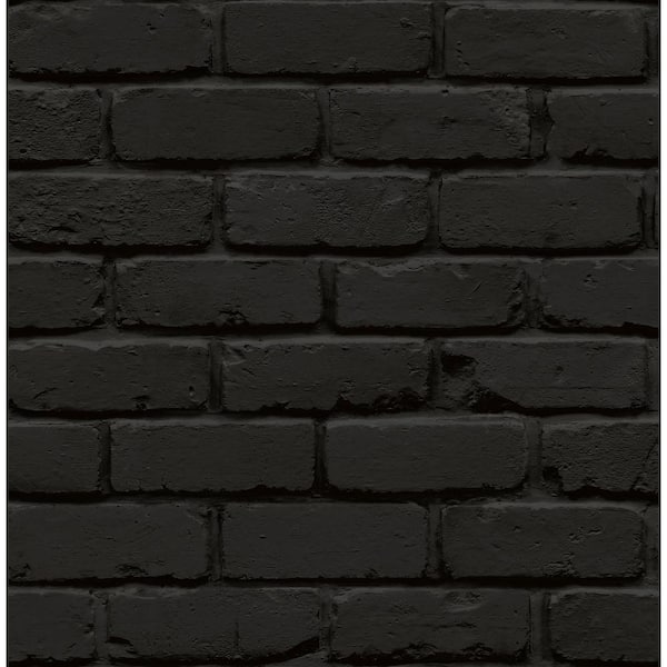 NuWallpaper Black Amsterdam Brick Brick Vinyl Peel and Stick Wallpaper Roll