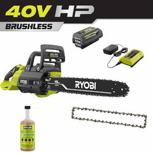 40V HP Brushless 16 in. Cordless Chainsaw w/ Extra Chain, Biodegradable Bar & Chain Oil, 4.0 Ah Battery & Charger