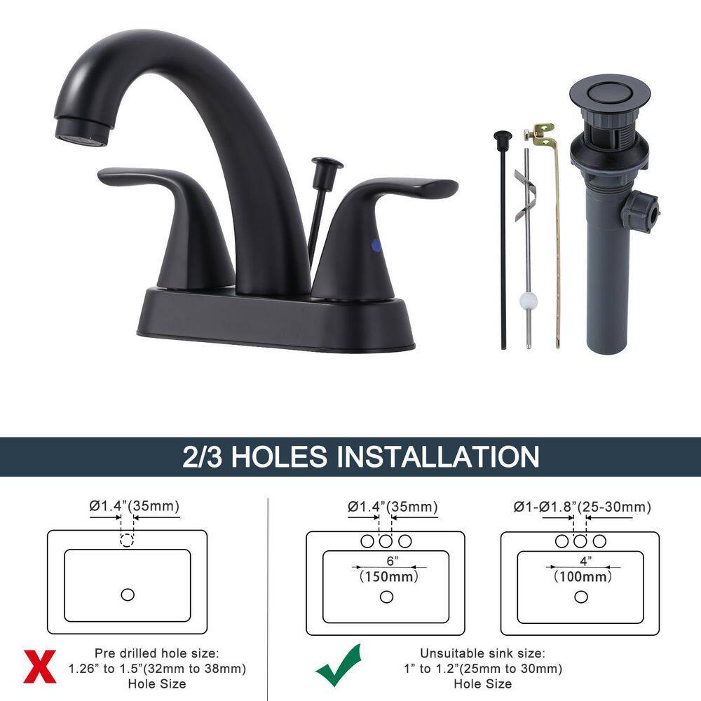 Matte Black Stainless Steel Double Handle Bathroom Faucet