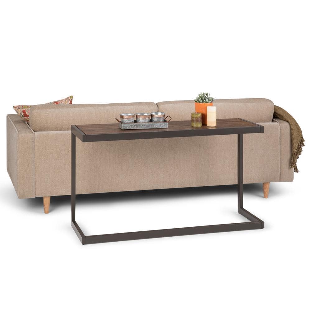 Erina 52" Rustic Natural Aged Brown Solid Acacia & Metal Console Table