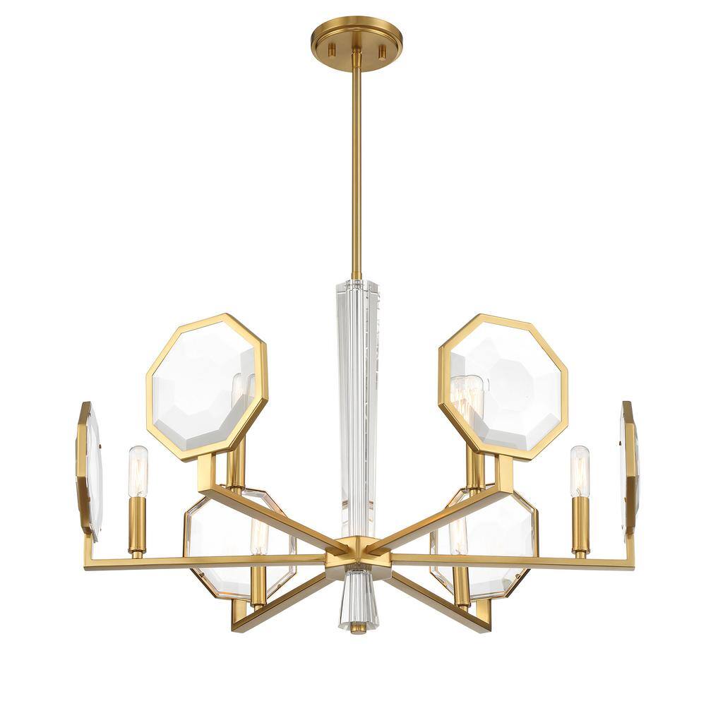 Leighton Warm Brass and Crystal 6-Light Chandelier