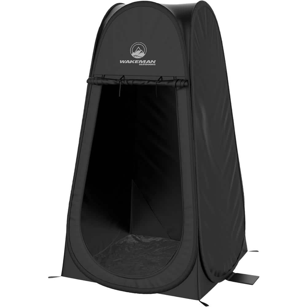 Modern 1-Person Polyester Pop Up Pod, Privacy Shower Tent, Dressing Room or Portable Toilet Stall w/Carry Bag in Black