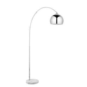 75.5 in. Silver Metallic 1 1-Way (On/Off) Arc Floor Lamp for Living Room with Metal Dome Shade
