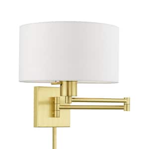 Satin Brass Hardwired/Plug-In Swing Arm Wall Lamp