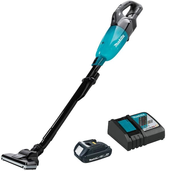 Makita 18 Volt LXT Lithium Ion Bagless Cordless Compact Brushless Cloth Filter 4 Speed Handheld Vacuum Kit 2.0Ah XLC09R1B