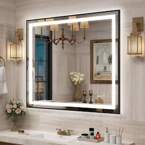 40 in. W x 36 in. H Rectangular Framed Front and Back LED Lighted Anti-Fog Wall Bathroom Vanity Mirror in Tempered Glass