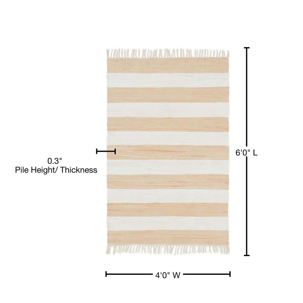 Handmade Beige and Brown Braided Rectangular Cotton Rug