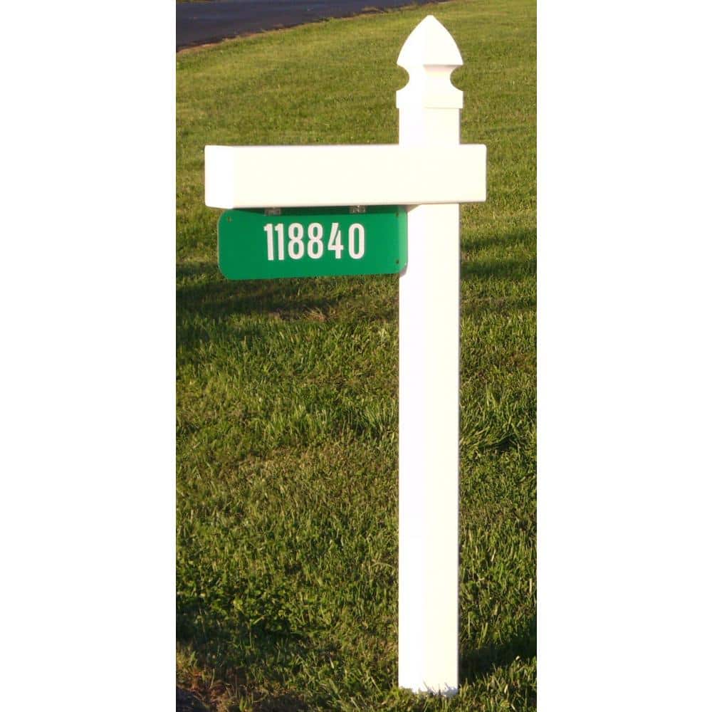 54-Inch White Vinyl Adjustable Mailbox Post Sleeve with Newspaper Holder