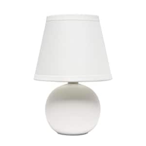8.66 in. Off White Traditional Petite Ceramic Orb Base Table Lamp Set with Matching Tapered Drum Fabric Shade (2-Pack)