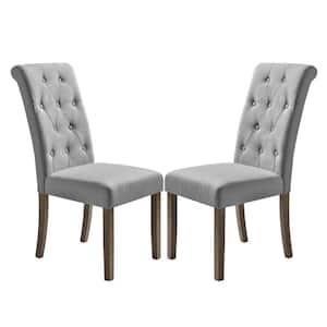 Gray Aristocratic Style Dining Chair Noble and Elegant Solid Wood Tufted Dining Chair Dining Room Set (Set of 2)