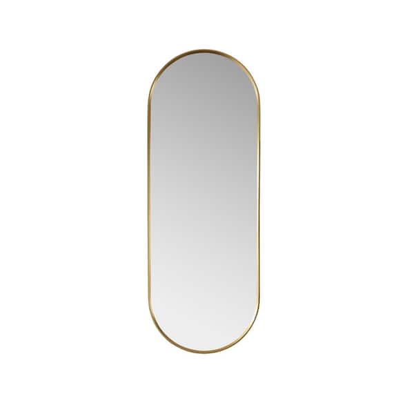 ROSWELL Luarca 18 in. W x 48 in. H Metal Framed Oval Bathroom Vanity Mirror in Gold
