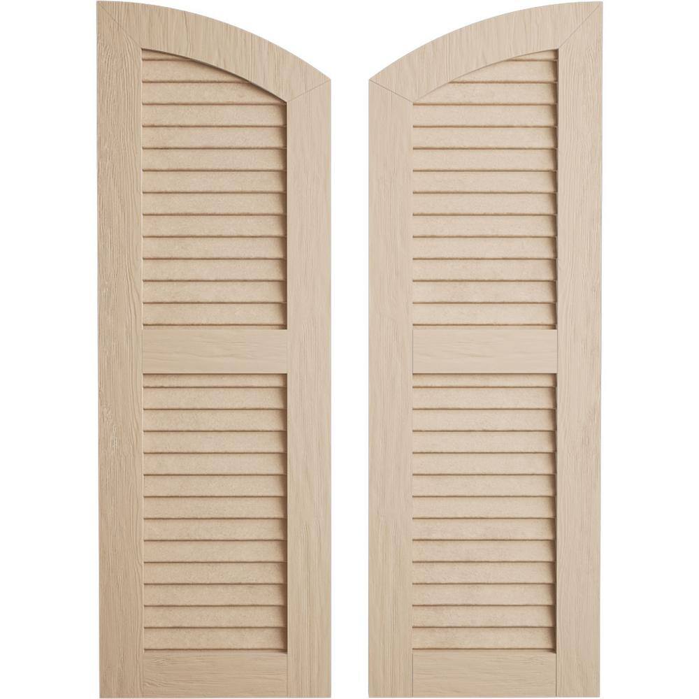 12 in. x 84 in. Polyurethane Rough Sawn 2-Equal Louver with Elliptical Top Faux Wood Shutters (Per Pair), Primed Tan price history on PriceWatchPro