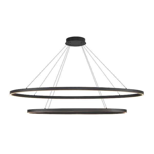KUZCO Ovale 72-Watt 2 Layer 2-Light Integrated LED Black Chandelier