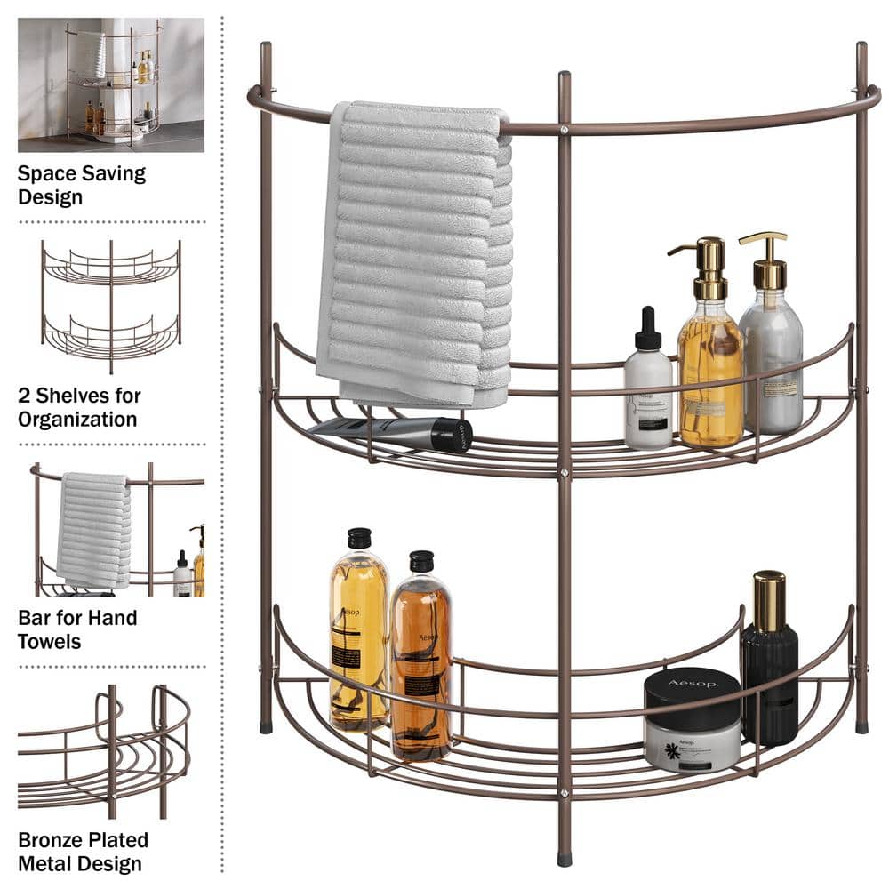Bronze Metal Under Sink Organizer with Two Shelves
