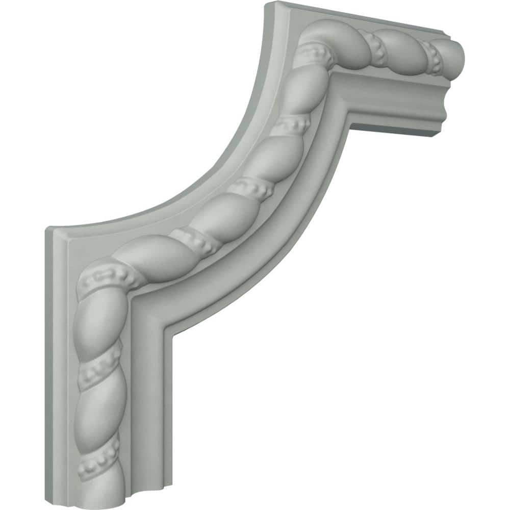 8" White Polyurethane Rope Panel Moulding Corner