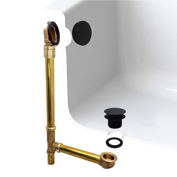25 in. Brass Tub Waste and Overflow Drain Assembly in Matte Black