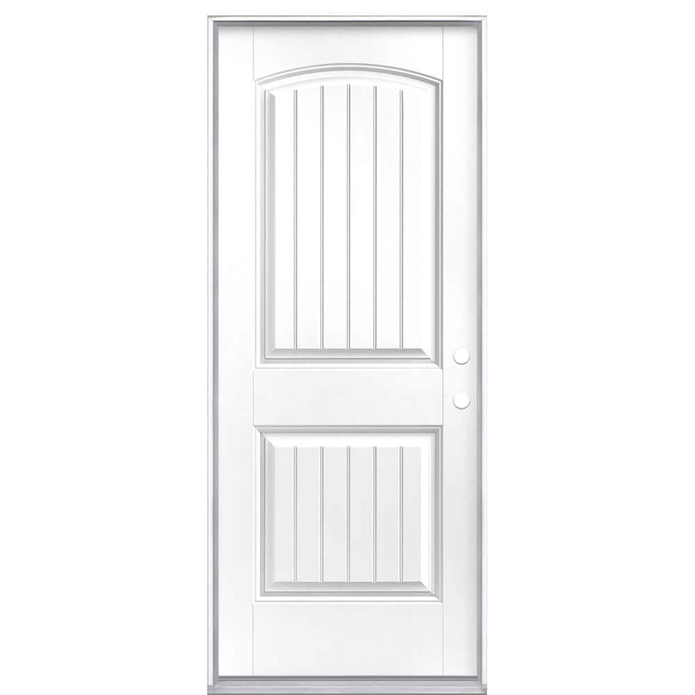 32 in. x 80 in. Cheyenne 2-Panel Left Hand Inswing Painted Smooth Fiberglass Prehung Front Exterior Door No Brickmold price history on PriceWatchPro