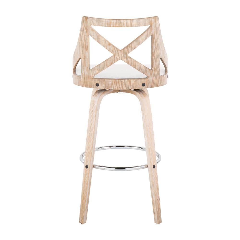 Charlotte 30" White Wash Wood Swivel Barstools - Set of 2