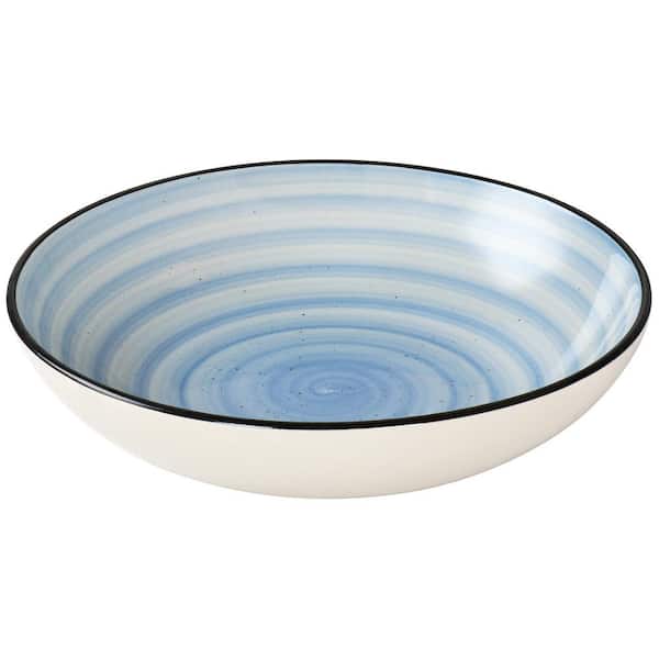 Vintage Blue Striped Stoneware Mixing Bowls - Casa di LaValle